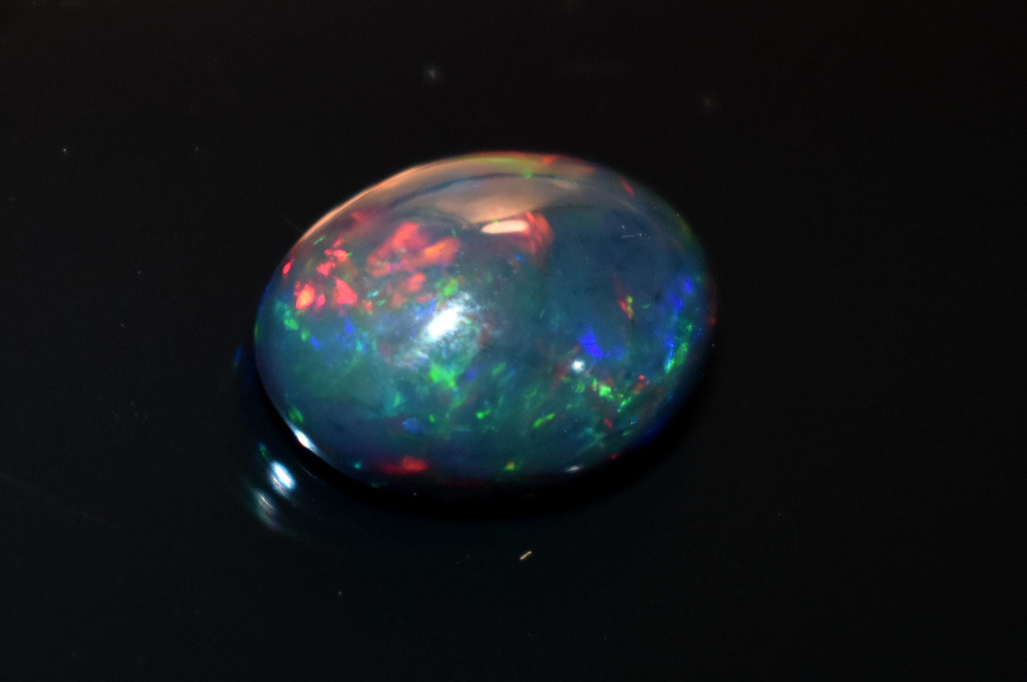 Opal, Natural Black Ethiopian Opal, Welo Fire Oval Smooth Cabochon Loose Gemstone, 3.20 Ct, Size-10x13.5x5.5mm, For Jewelry Making,