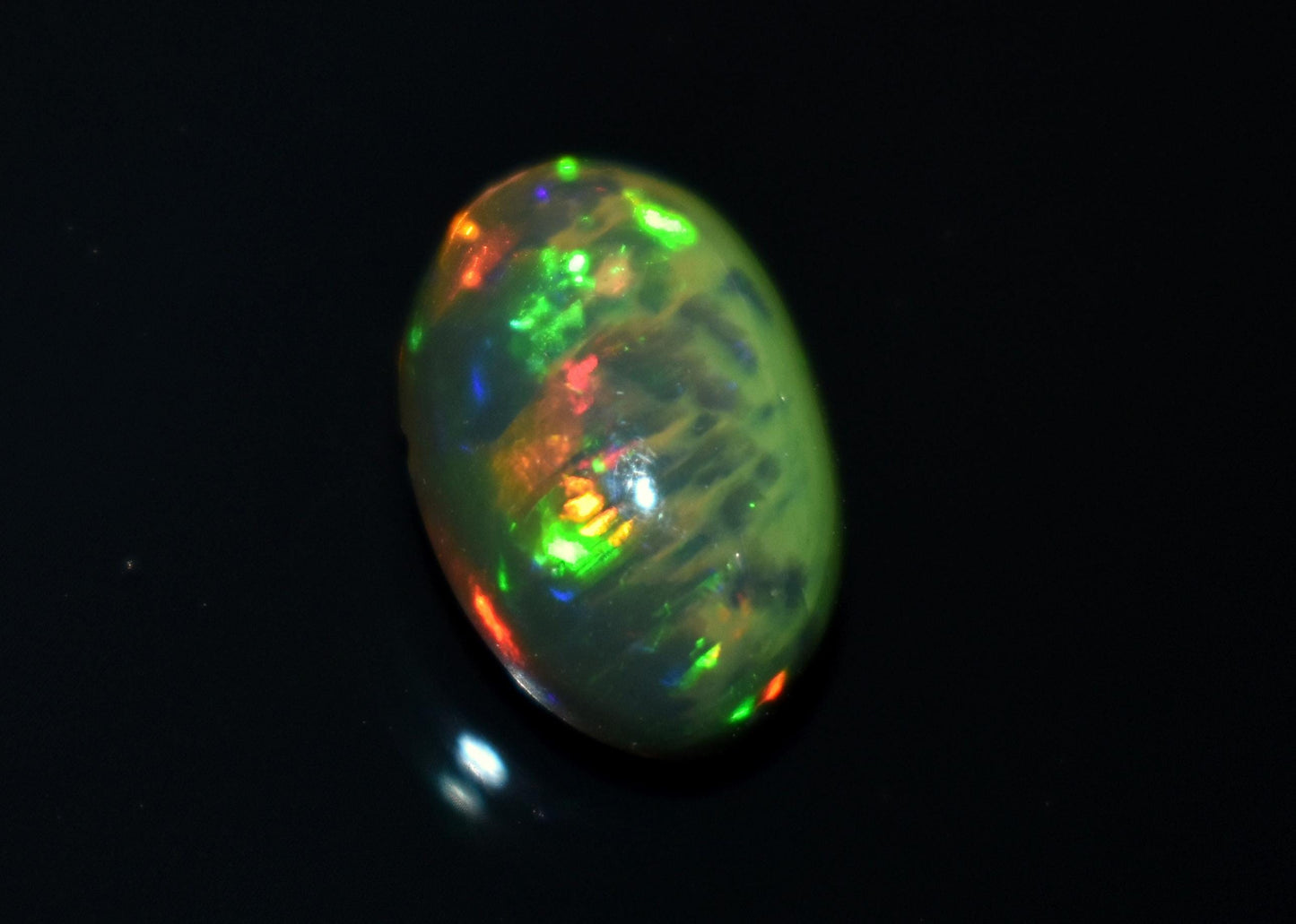 Opal, Natural Black Ethiopian Opal, Welo Fire Oval Smooth Cabochon Loose Gemstone, 3.35 Ct, Size-9x13x5.5mm, For Jewelry Making,