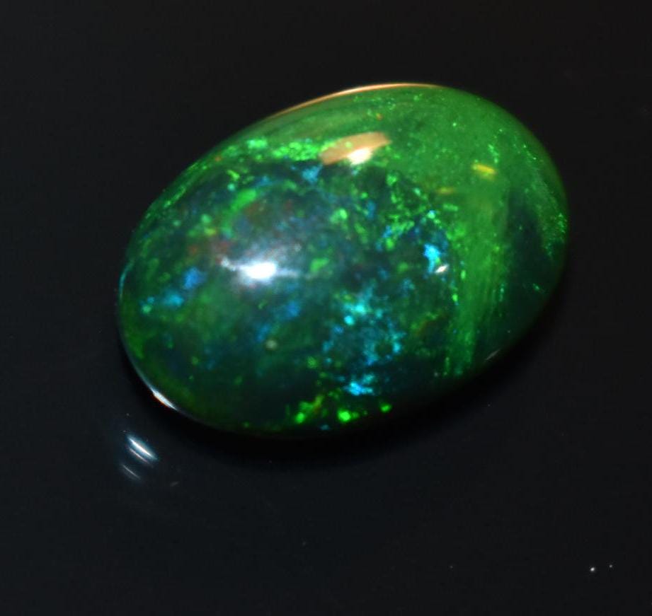 Opal, Natural Black Ethiopian Opal, Welo Fire Oval Smooth Cabochon Loose Gemstone, 2.85 Ct, Size-8.5x12.5x5mm, For Jewelry Making,