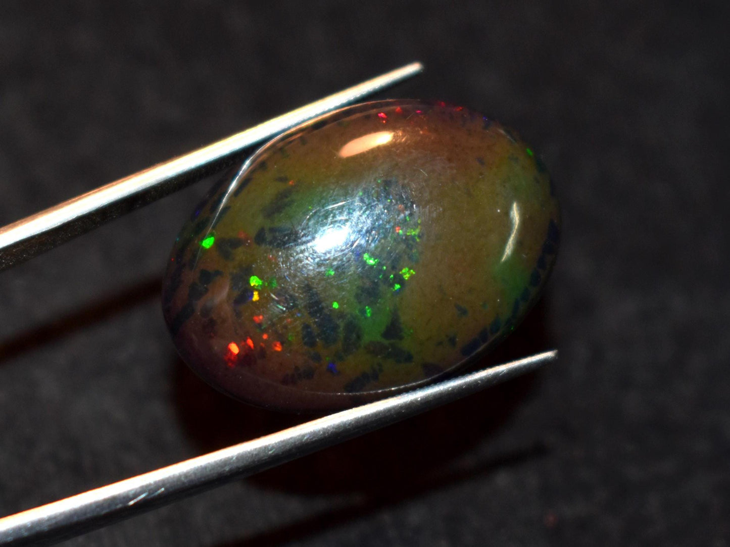 Black Ethiopian Opal, Oval Welo Fire Cabochon Loose Gemstone, 15.20 Carat, Size-18x25x7.5mm, For Jewelry Making,