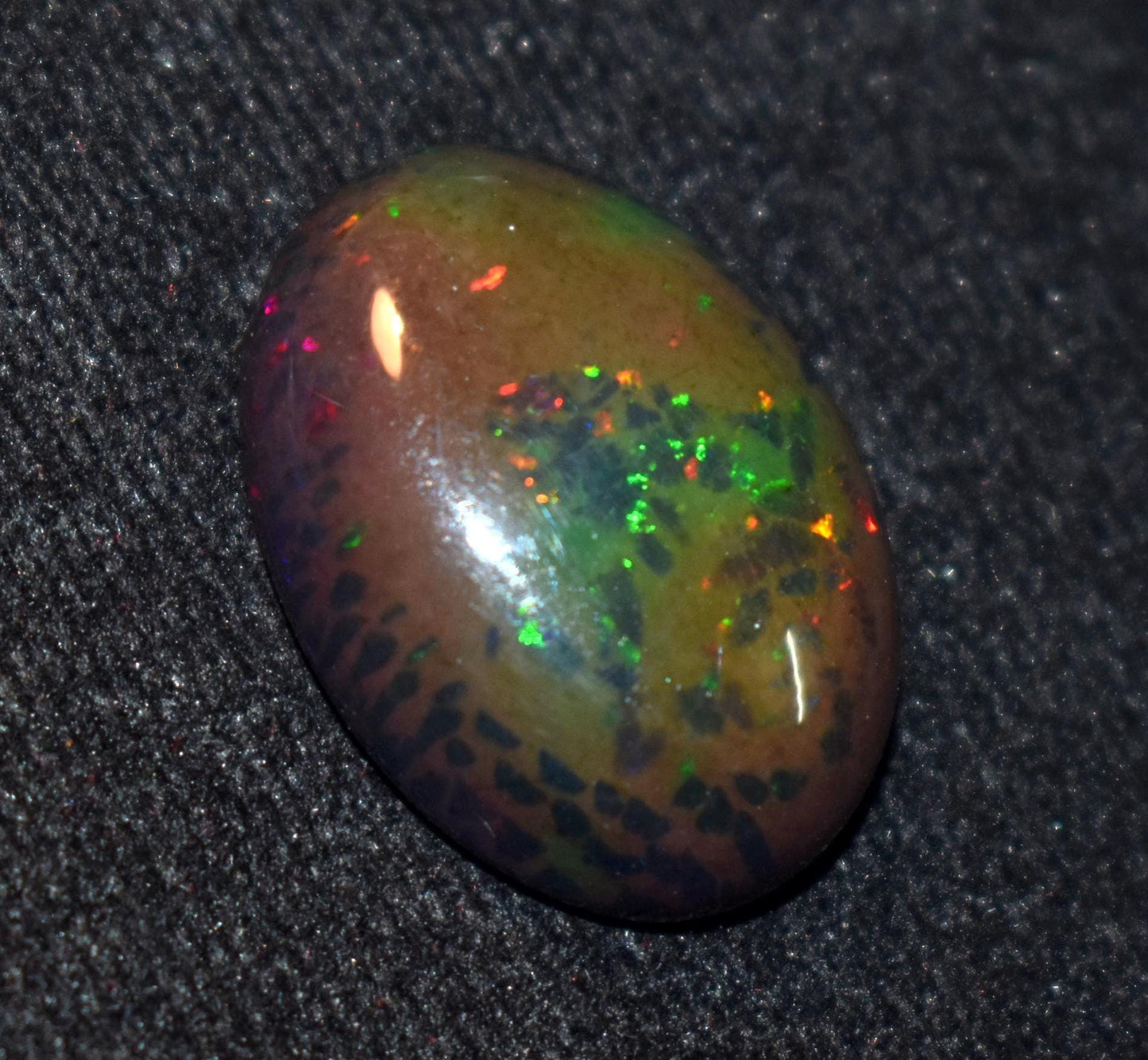 Black Ethiopian Opal, Oval Welo Fire Cabochon Loose Gemstone, 15.20 Carat, Size-18x25x7.5mm, For Jewelry Making,