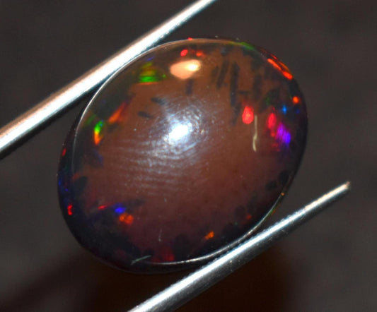 Opal, Natural Black Ethiopian Opal, Oval Welo Fire Cabochon Loose Gemstone, 7.40 Carat, Size-13.5x17x7mm, For Jewelry Making,