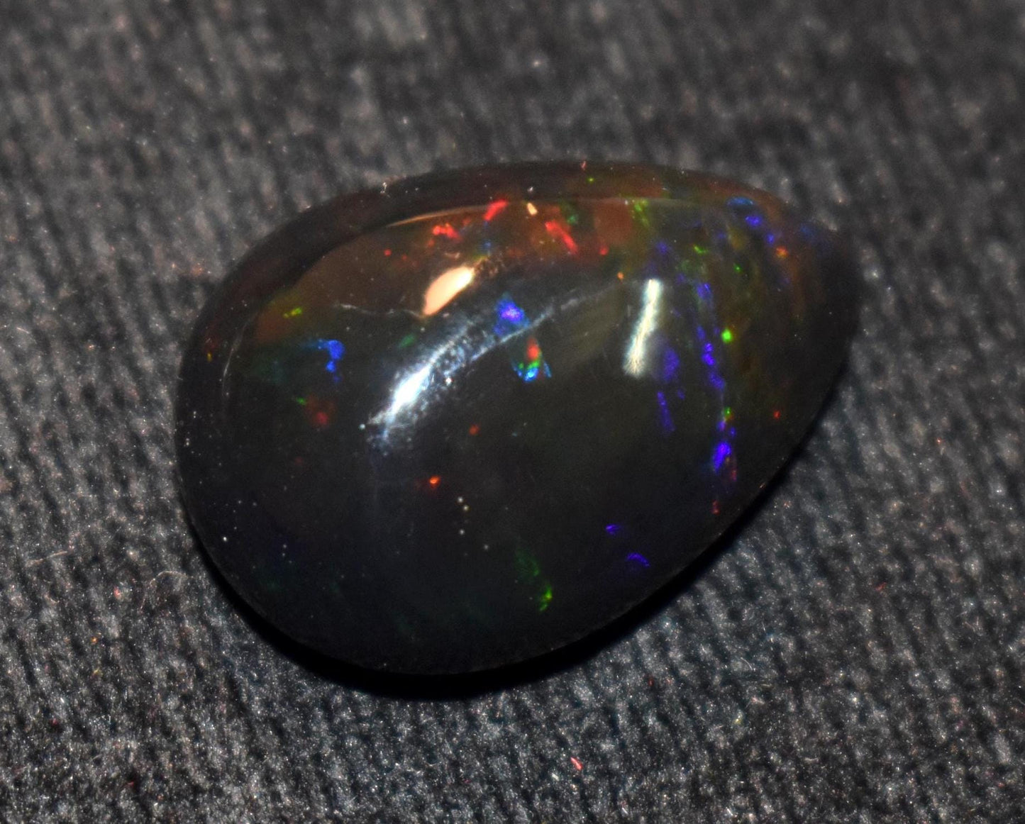 Opal, Natural Black Ethiopian Opal, Pear Welo Fire Cabochon Loose Gemstone, 13.50 Carat, Size-16x22.5x10mm, For Jewelry Making,