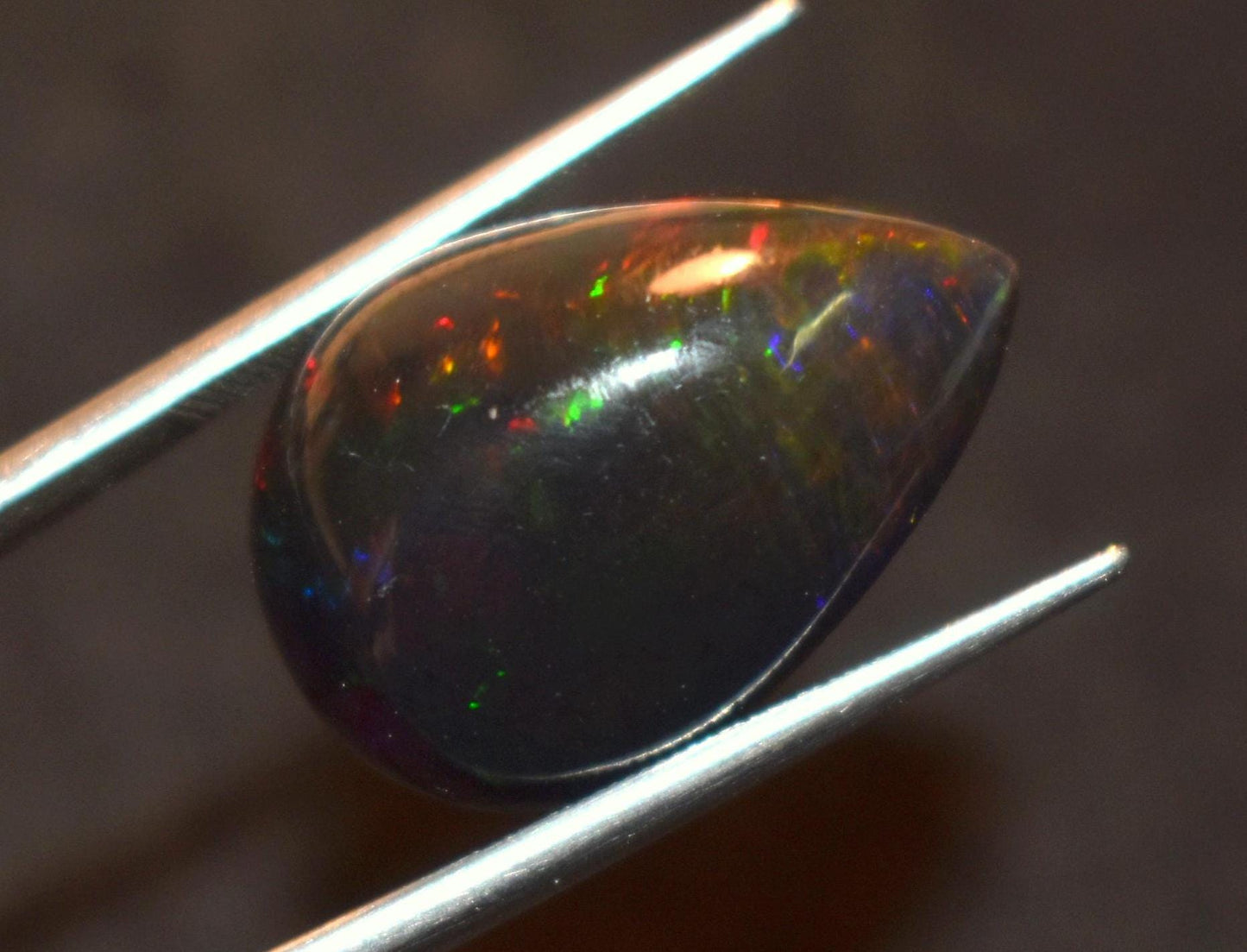 Opal, Natural Black Ethiopian Opal, Pear Welo Fire Cabochon Loose Gemstone, 13.50 Carat, Size-16x22.5x10mm, For Jewelry Making,