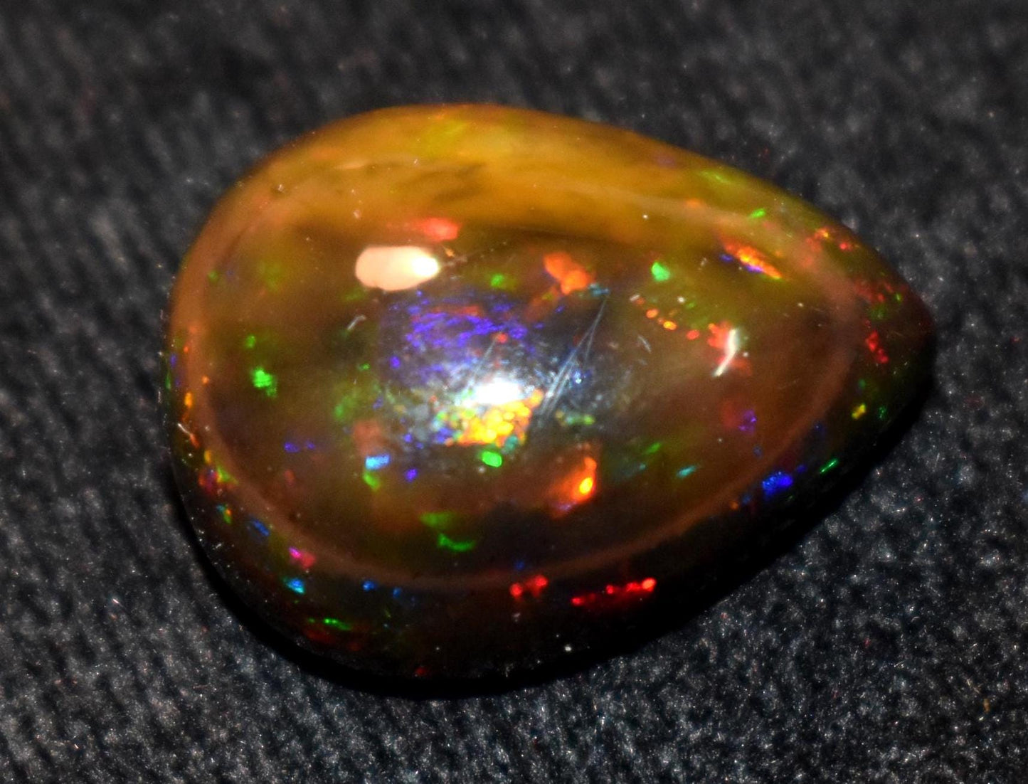 Opal, Natural Black Ethiopian Opal, Pear Welo Fire Cabochon Loose Gemstone, 16.90 Carat, Size-16.5x21x10.5mm, For Jewelry Making,