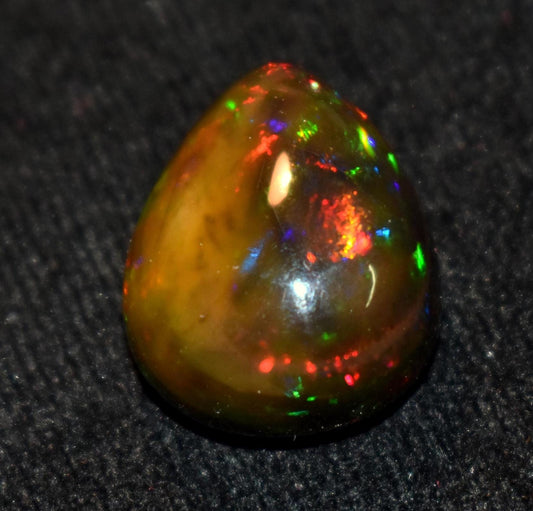 Opal, Natural Black Ethiopian Opal, Pear Welo Fire Cabochon Loose Gemstone, 16.90 Carat, Size-16.5x21x10.5mm, For Jewelry Making,