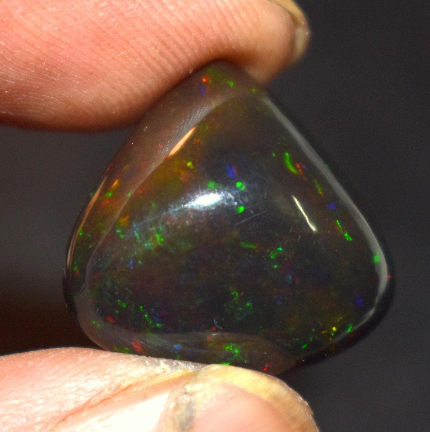 Black Ethiopian Opal, Heart Shape Welo Fire Cabochon Loose Gemstone, 15.40 Carat, Size-20x21x9.5mm, For Jewelry Making,