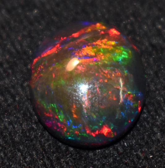 Opal, Natural Black Ethiopian Opal, Oval Welo Fire Cabochon Loose Gemstone, 6.90 Carat, Size-12x15.5x8mm, For Jewelry Making,