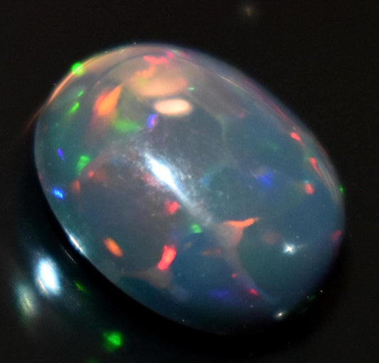 Opal, Natural Black Ethiopian Opal, Oval Welo Fire Cabochon Loose Gemstone, 1.90 Carat, Size-8x10x4.5mm, For Jewelry Making,