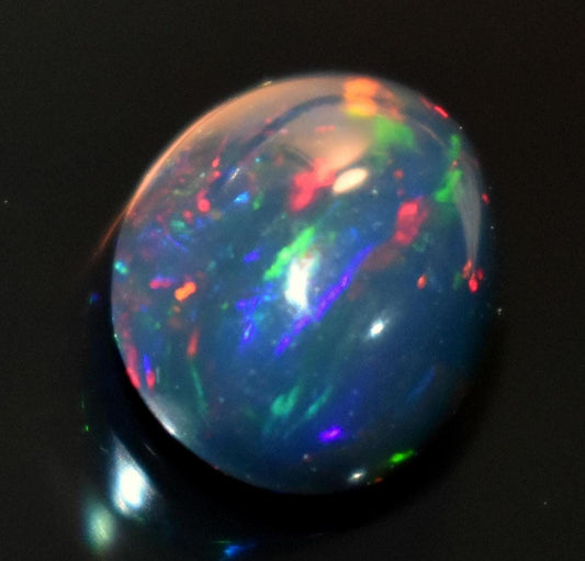 Black Ethiopian Opal, Oval Welo Fire Cabochon Loose Gemstone, 1.80 Carat, Size-8x10x5mm, For Jewelry Making,