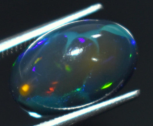 Opal, Natural Black Ethiopian Opal, Oval Welo Fire Cabochon Loose Gemstone, 3.15 Carat, Size-7.5x12x6.5mm, For Jewelry Making,