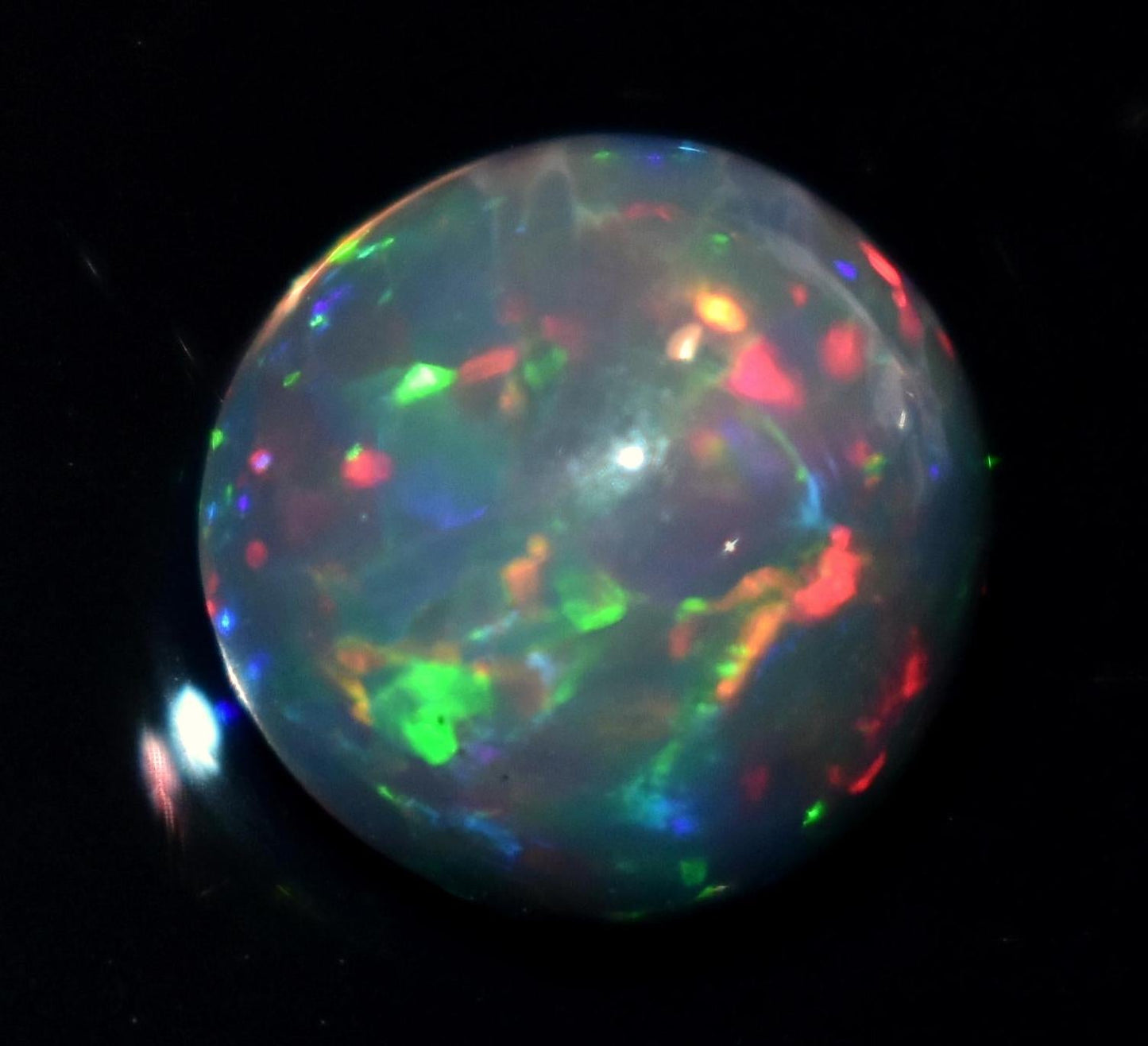 Opal, Natural Black Ethiopian Opal, Round Welo Fire Cabochon Loose Gemstone, 3.35 Carat, Size-10.5x10.5x6.5mm, For Jewelry Making,