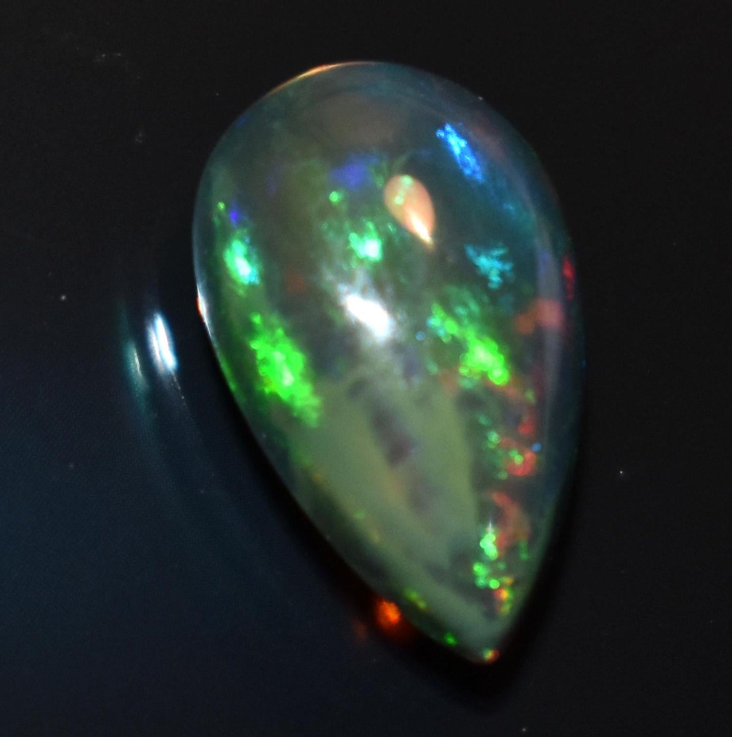 Opal, Natural Black Ethiopian Opal, Pear Welo Fire Cabochon Loose Gemstone, 1.80 Carat, Size-7.5x13.5x4.5mm, For Jewelry Making,