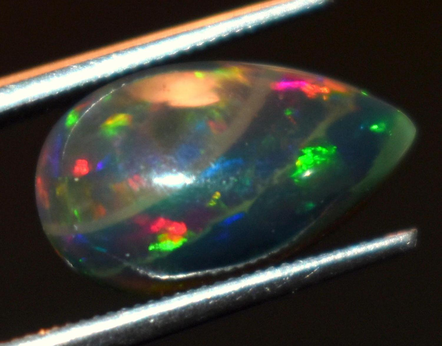 Opal, Natural Black Ethiopian Opal, Pear Welo Fire Cabochon Loose Gemstone, 1.80 Carat, Size-7.5x12.5x4.5mm, For Jewelry Making,