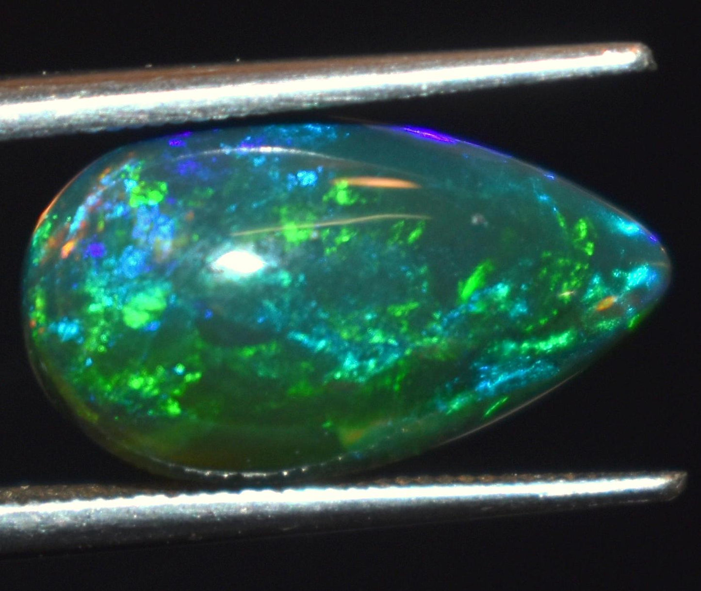 Opal, Natural Black Ethiopian Opal, Pear Welo Fire Cabochon Loose Gemstone, 2.55 Carat, Size-8x14x5mm, For Jewelry Making,