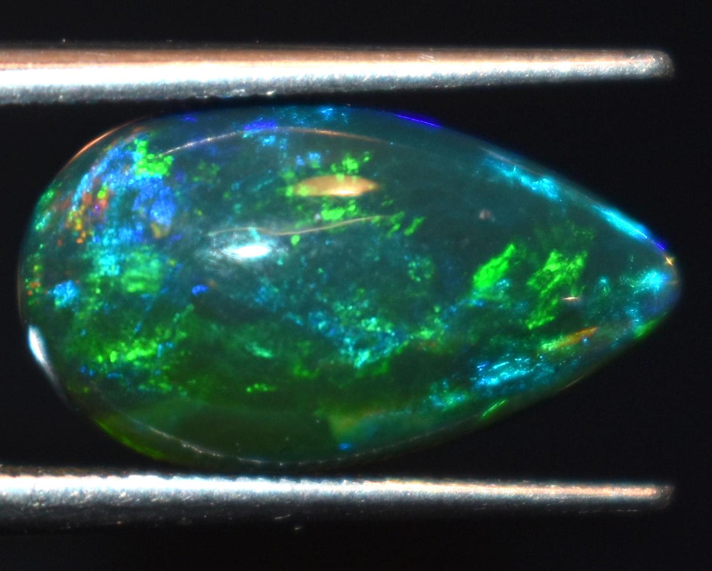 Opal, Natural Black Ethiopian Opal, Pear Welo Fire Cabochon Loose Gemstone, 2.55 Carat, Size-8x14x5mm, For Jewelry Making,