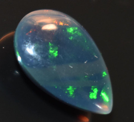 Opal, Natural Black Ethiopian Opal, Pear Welo Fire Cabochon Loose Gemstone, 2.05 Carat, Size-8.5x12.5x4.5mm, For Jewelry Making,