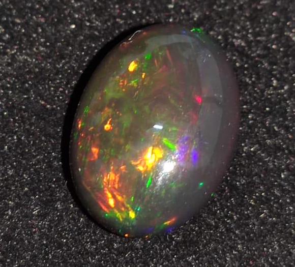 Opal, Natural Black Ethiopian Opal, Oval Welo Fire Cabochon Loose Gemstone, 5.40 Carat, Size-11.5x16x6.5mm, For Jewelry Making,