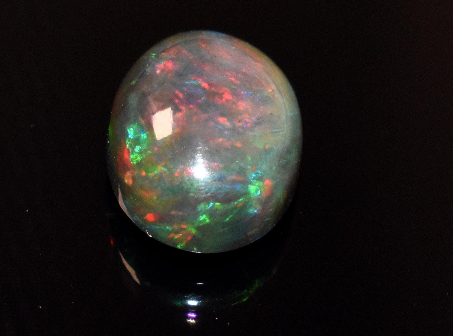 100% Natural Black Ethiopian Opal, Oval Welo Fire Cabochon Loose Gemstone, 4.50 Crt, Size-10.5x14x6.5mm, For Jewelry Making, Gift For Her,