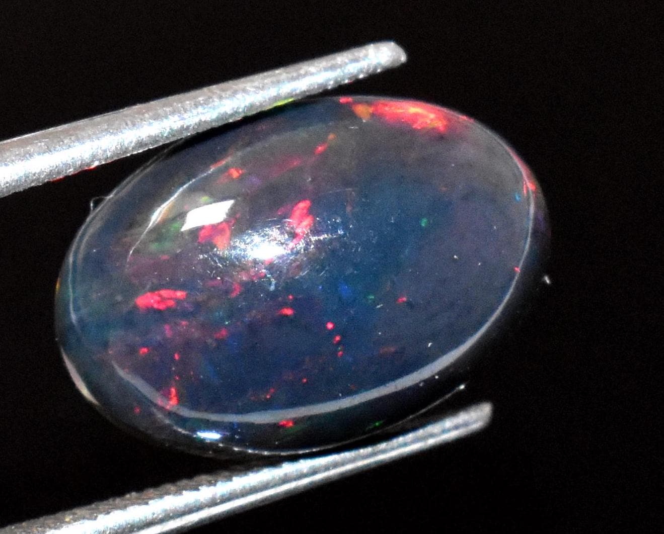 Opal, Natural Black Ethiopian Opal, Oval Welo Fire Cabochon Loose Gemstone, 2.55 Crt, Size-8.5x13x5mm, For Jewelry Making,