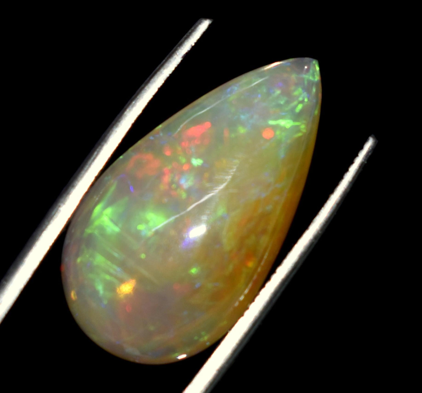 Opal, Natural Ethiopian Opal, Pear Welo Fire Cabochon Loose Gemstone, 10.25 Carat, Size-24x13x7mm, For Jewelry Making, PC-1