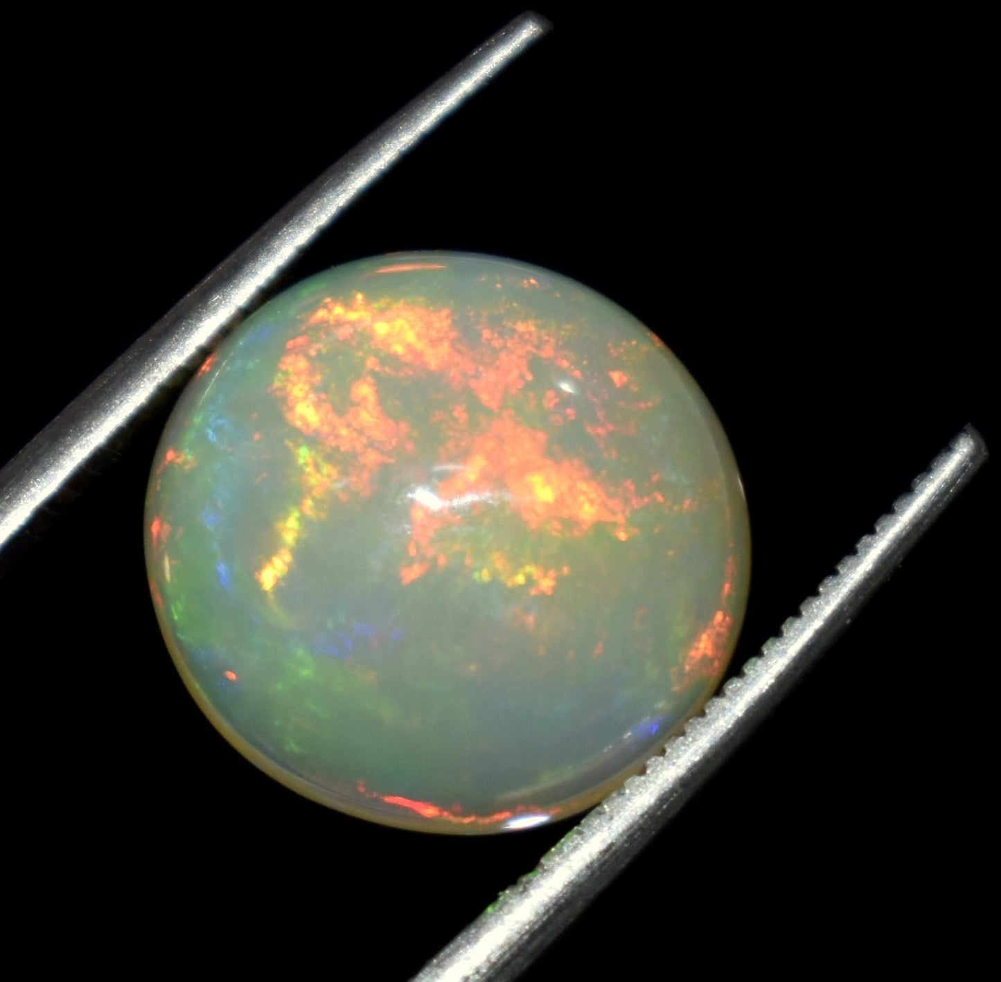 Ethiopian Opal, Round Welo Fire Cabochon Loose Gemstone, 3.55 Carat, Size-12x12x4.5mm,