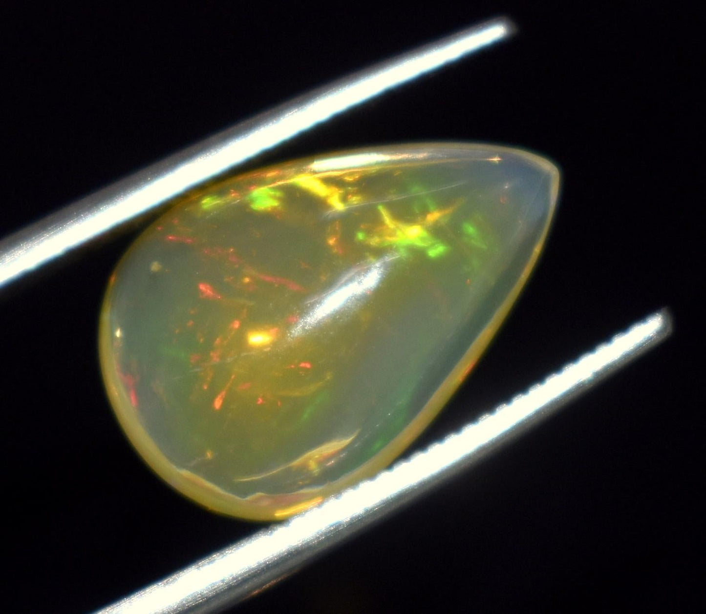 Opal, 100% Natural Ethiopian Opal, Pear Welo Fire Cabochon Loose Gemstone, 3.75 Carat, Size-15x10x5mm, For Jewelry Making, PC-1