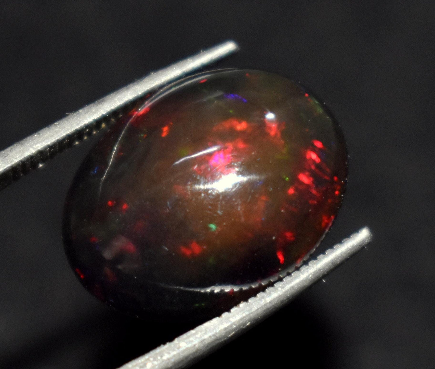 Black Opal, Oval Welo Fire, Cabochon Loose Gemstone, 7.00 Carat, Size-13x17x7mm,,