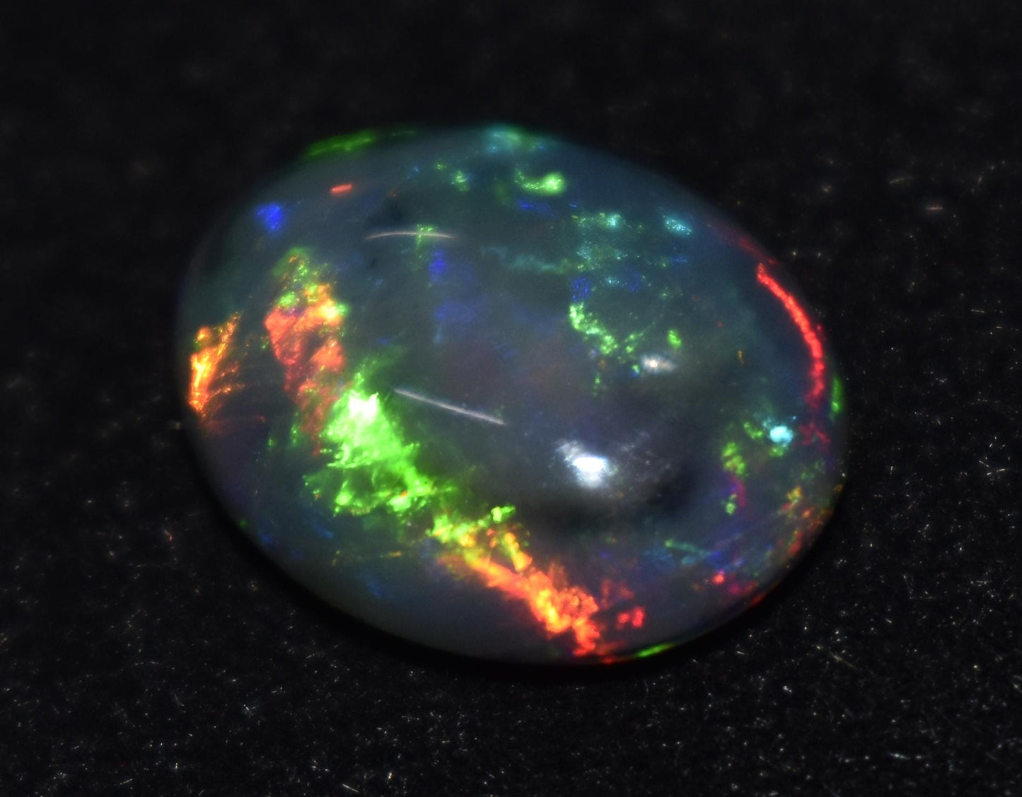 Black Opal, Oval Welo Fire, Cabochon Loose Gemstone, 3.40 Ct, Size-13X10X5mm,