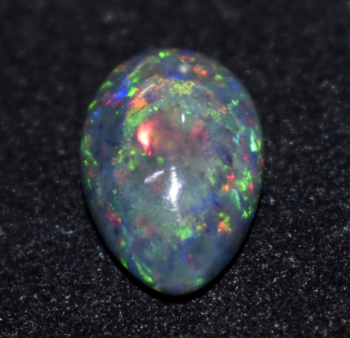 Black Ethiopian Opal-Pear Welo Fire Cabochon- Loose Gemstone, 6.00 Carat, Size-12x17.5x6.5mm,