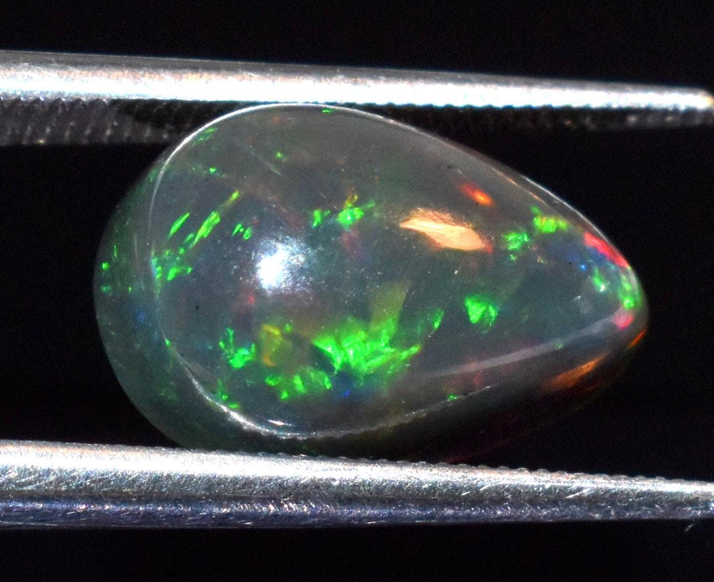 Opal, Natural Black Opal, Ethiopian Welo Fire Opal, Pear Cabochon Loose Gemstone, 3.30 Carat, Size-8x13x6.5mm, For Jewelry Making,