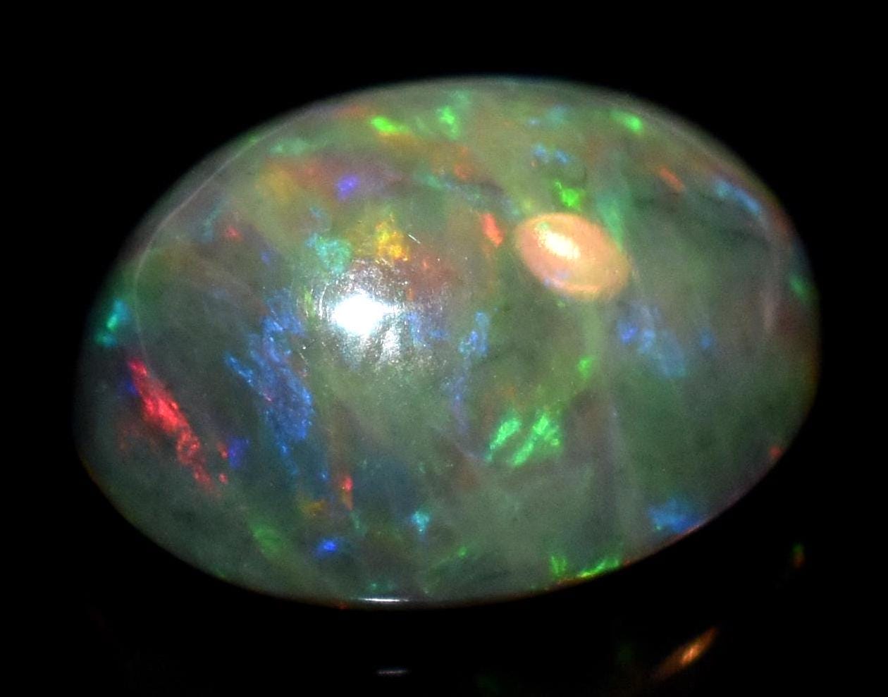 Opal, Natural Black Opal, Ethiopian Welo Fire Opal, Oval Cabochon Loose Gemstone, 4.20 Carat, Size-10x12.5x6.5mm, For Jewelry Making,