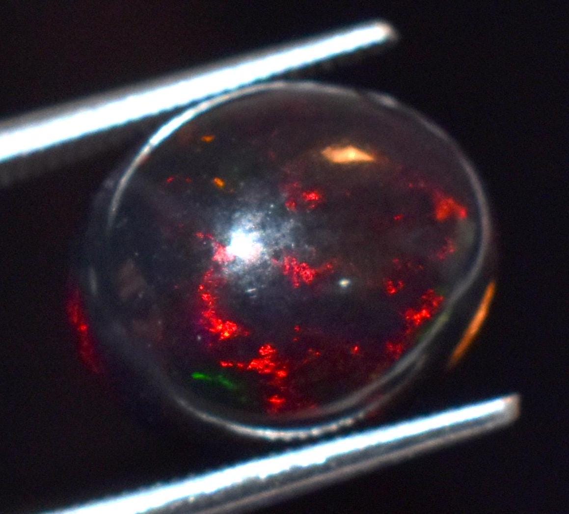 Black Opal, Ethiopian Welo Fire Opal, Oval Cabochon Loose Gemstone, 3.75 Carat, Size-10x12x7mm, For Jewelry Making,