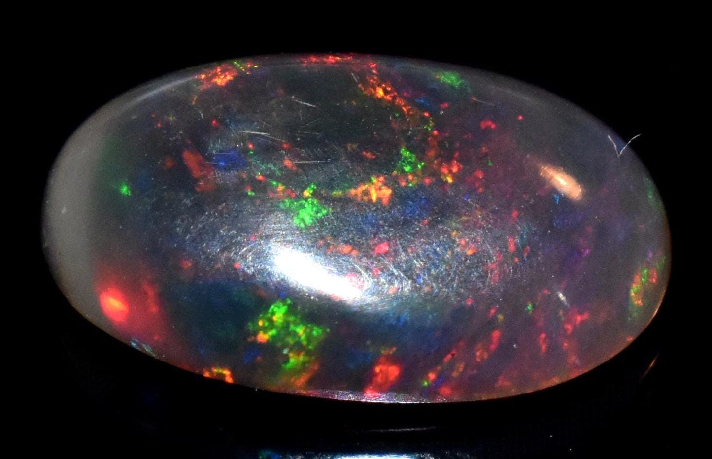 Opal, Natural Black Opal, Ethiopian Welo Fire Opal, Oval Cabochon Loose Gemstone, 2.00 Carat, Size-8x13x4mm, For Jewelry Making,