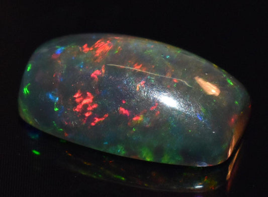 Opal, Natural Black Opal, Ethiopian Welo Fire Opal, Octagon Cabochon Loose Gemstone, 3.00 Carat, Size-7.5x13.5x5mm, For Jewelry Making,