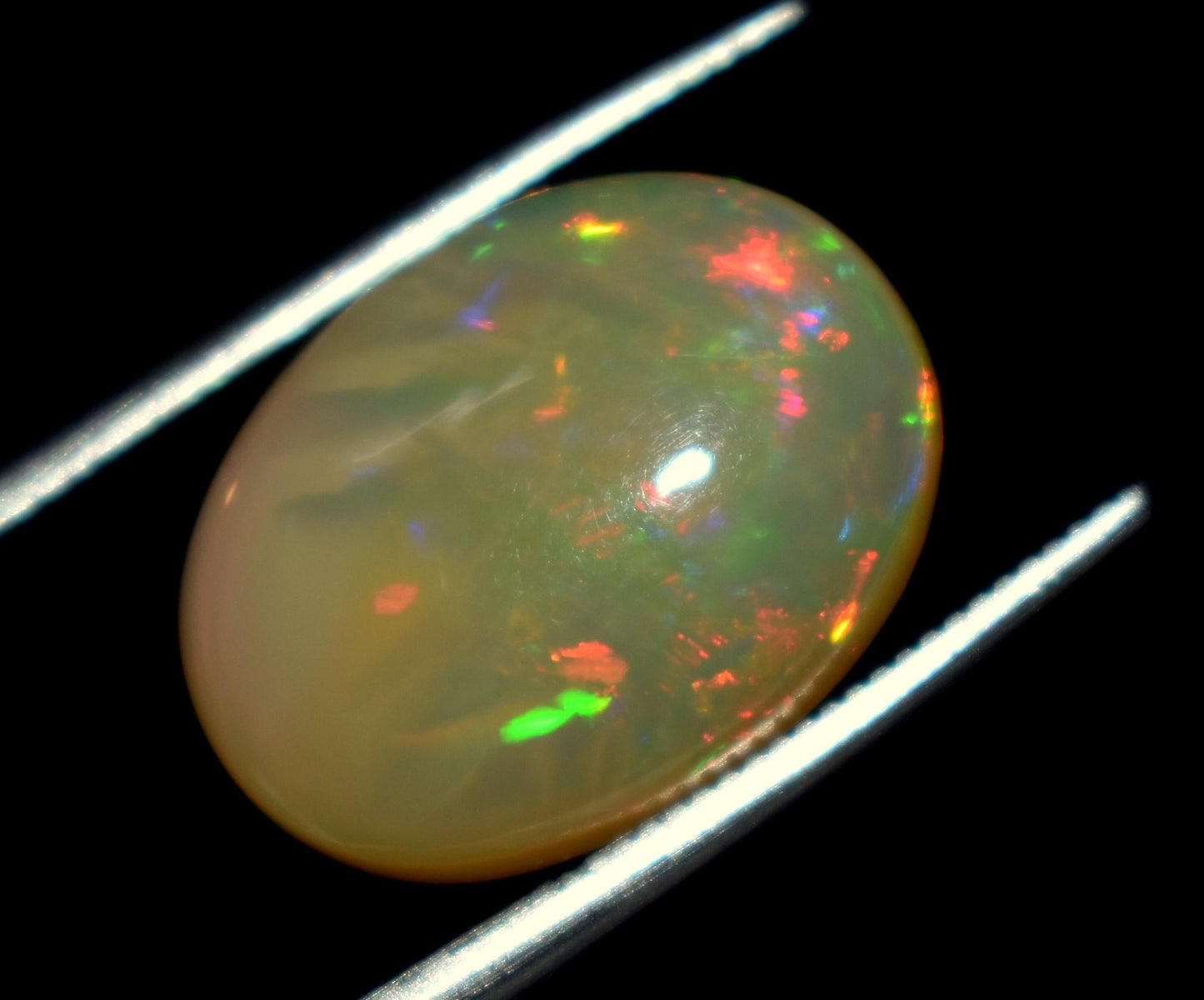 Opal, 100% Natural Ethiopian Opal, Oval Welo Fire Cabochon Gemstone, 5.60 Ct, Size-12x16x6mm, For Jewelry Making,