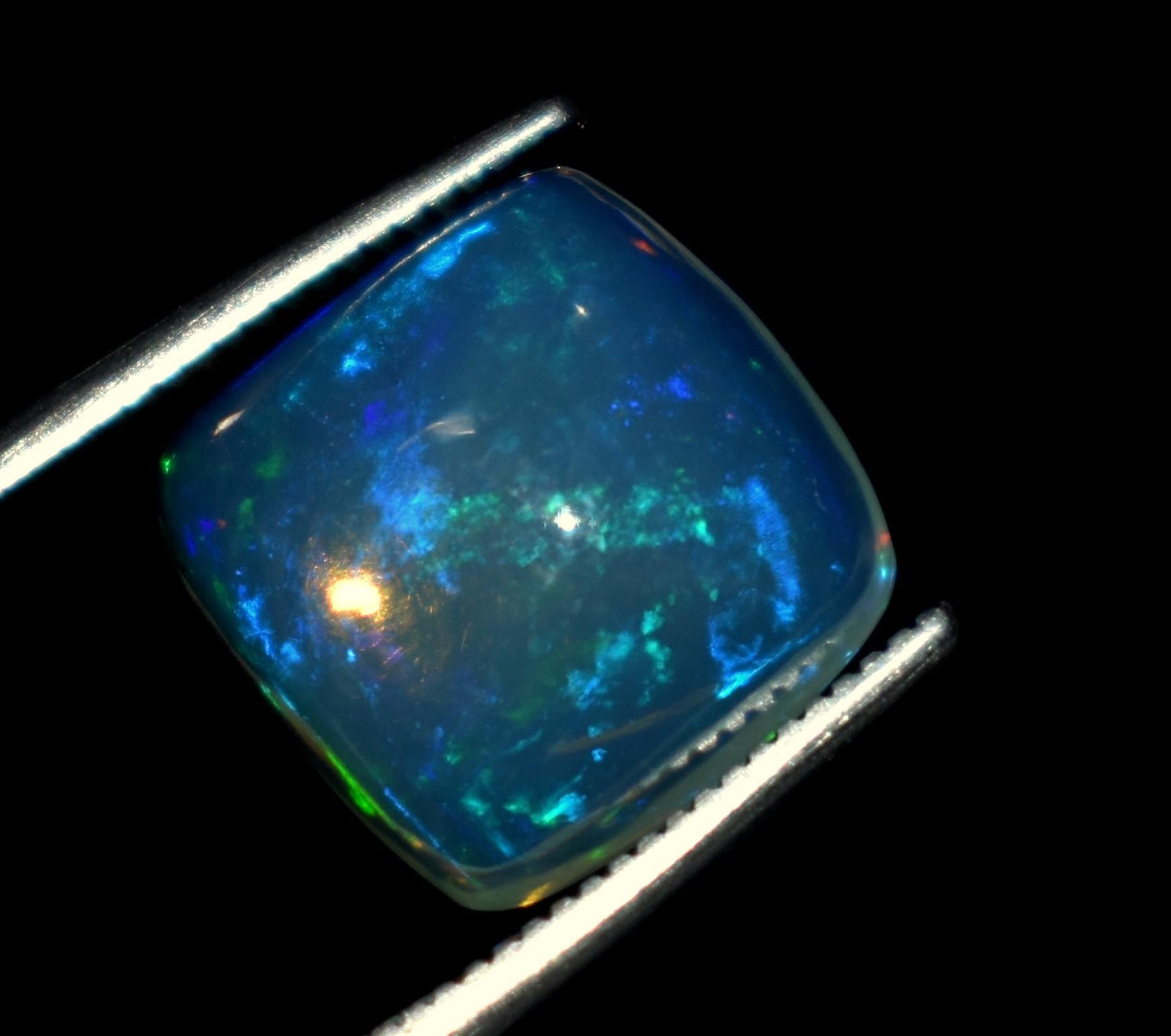 Opal, 100% Natural Ethiopian Opal, Square Welo Fire Cabochon Loose Gemstone, 2.70 Carat, Size-10.5x11x5mm, For Jewelry Making, Piece-1