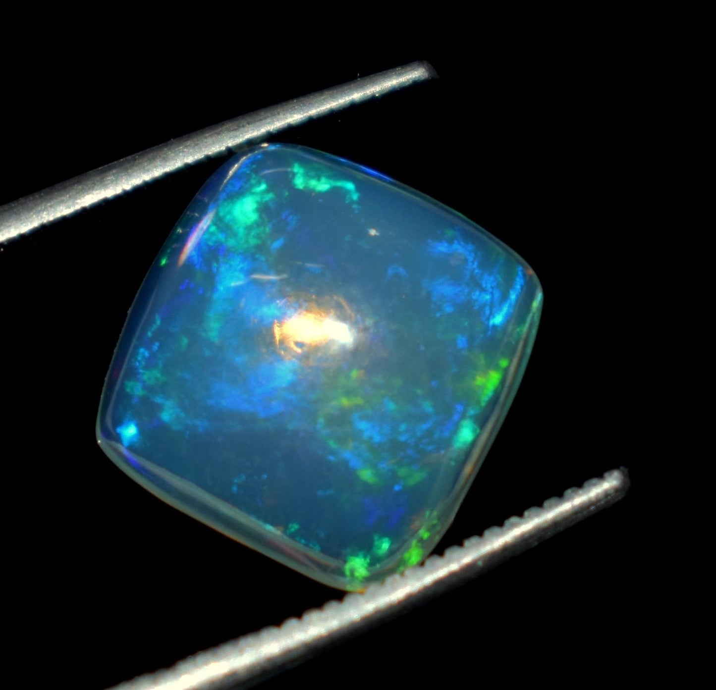 Opal, 100% Natural Ethiopian Opal, Square Welo Fire Cabochon Loose Gemstone, 2.70 Carat, Size-10.5x11x5mm, For Jewelry Making, Piece-1