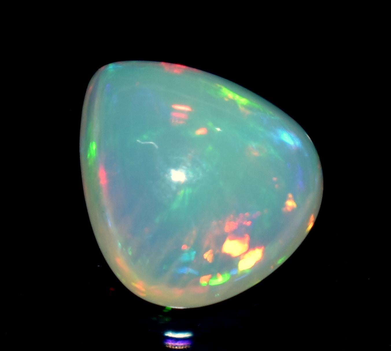 100% Natural Ethiopian Opal, Pear Welo Fire Cabochon Loose Gemstone, 4.20 Carat, Size-12x13.5x6.5mm, For Jewelry Making, Piece-1