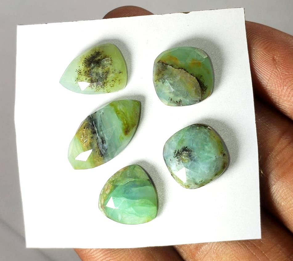 100% Natural Peruvian Opal, Flat Backs Rose Cut Gemstone Lot, 25.30 Carat, Size-12x12x5mm To 20x10x5mm, For Jewelry Making, Pieces-5