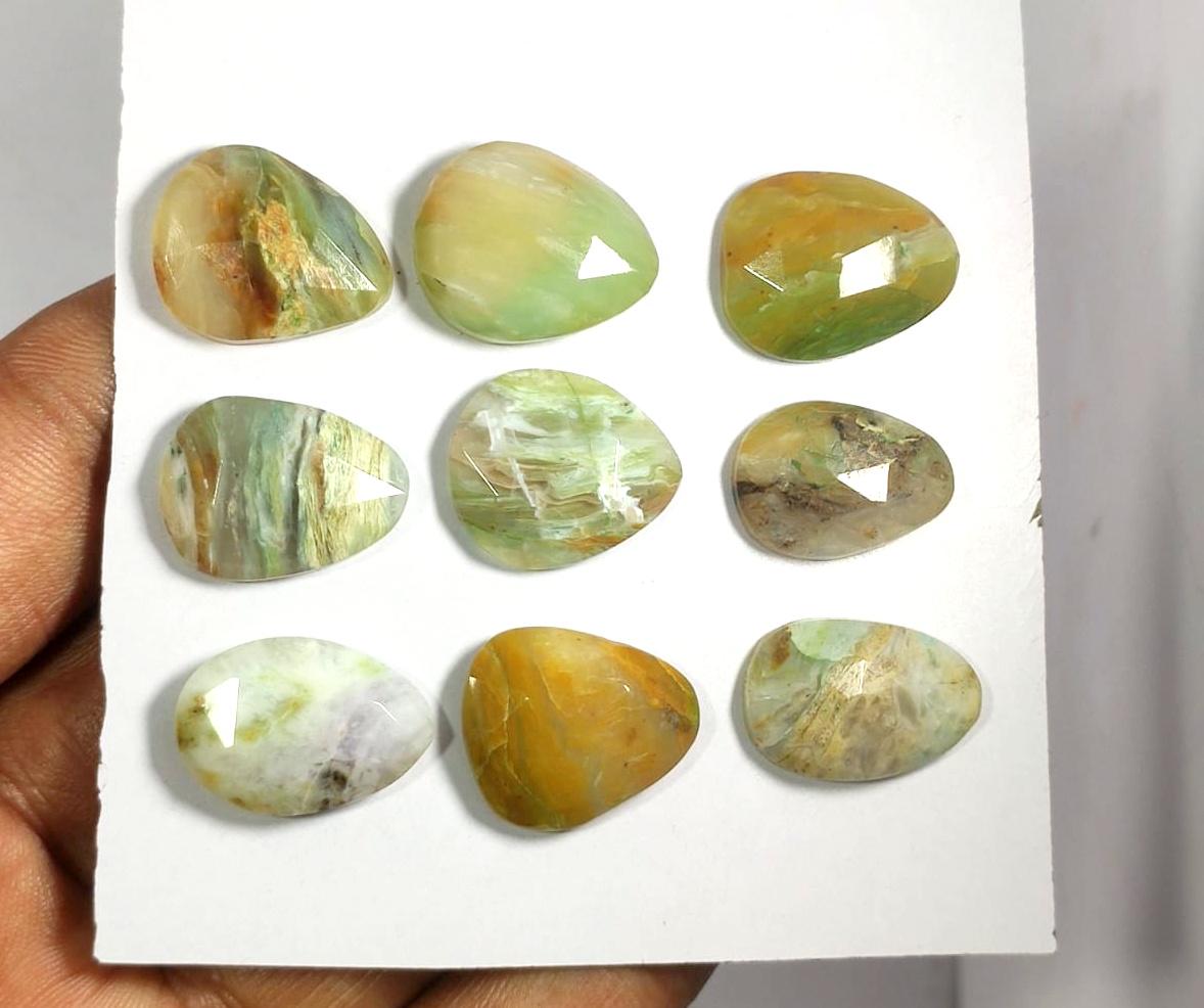 100% Natural Peruvian Opal, Flat Backs Rose Cut Gemstone Lot, 76.20 Carat, Size-19x15x5.5mm To 17x13x5mm, For Jewelry Making, Piece-9