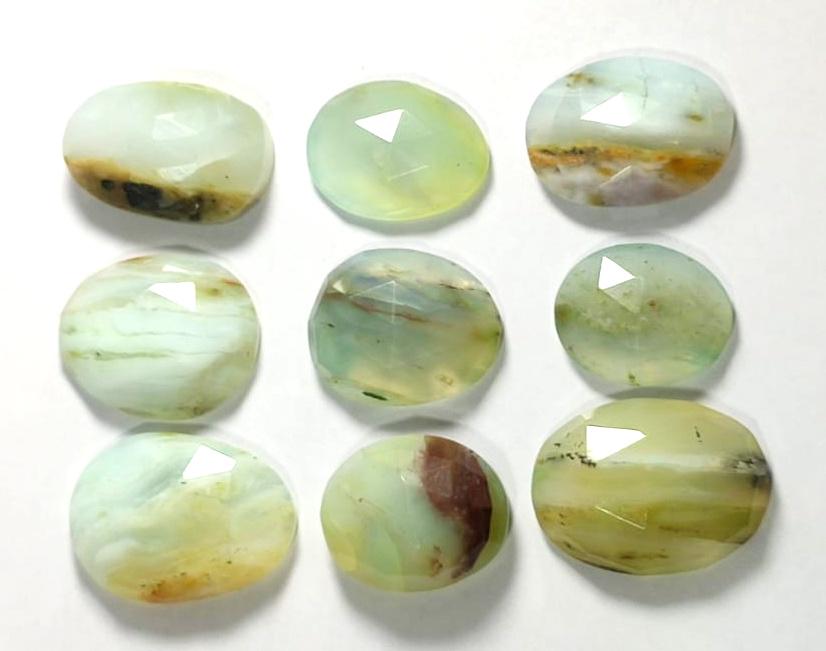 Natural Peruvian Opal, Flat Backs Rose Cut Gemstone Lot, 65.10 Carat, Size-19x15x6mm To 15x12x5mm, For Jewelry Making, Piece-9