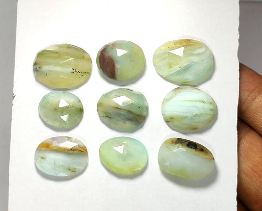 Natural Peruvian Opal, Flat Backs Rose Cut Gemstone Lot, 65.10 Carat, Size-19x15x6mm To 15x12x5mm, For Jewelry Making, Piece-9