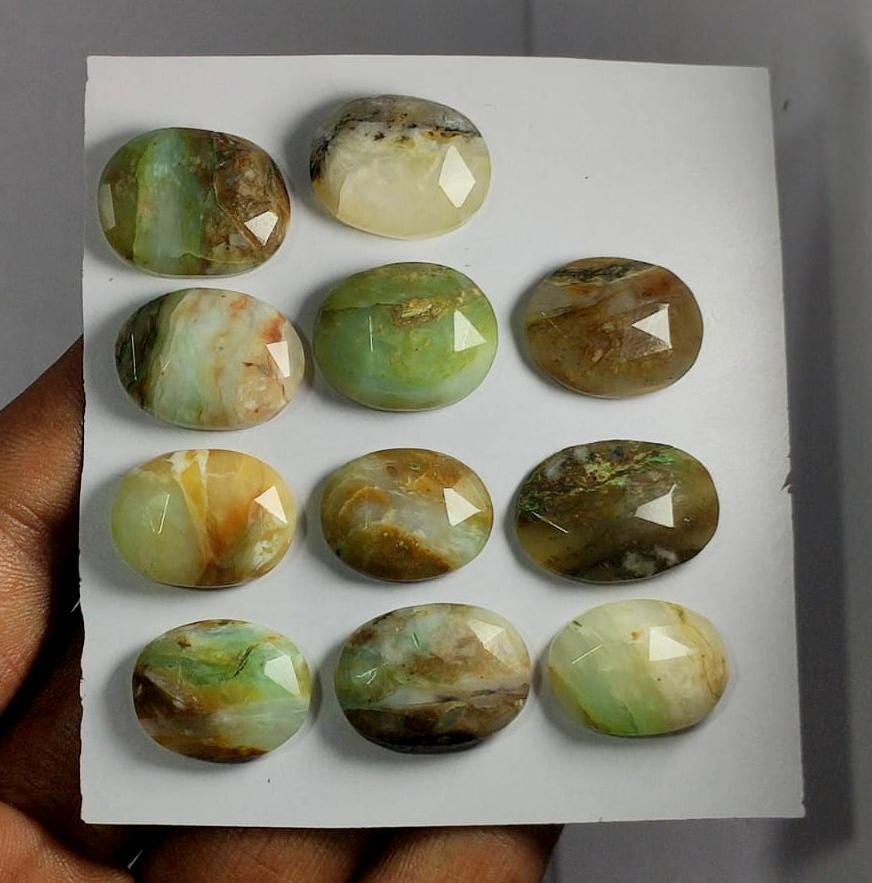 100% Natural Peruvian Opal, Flat Backs Rose Cut Gemstone Lot, 108.50 Carat, Size-20x15x5.5mm To 18x14x5mm, For Jewelry Making, Pieces-11