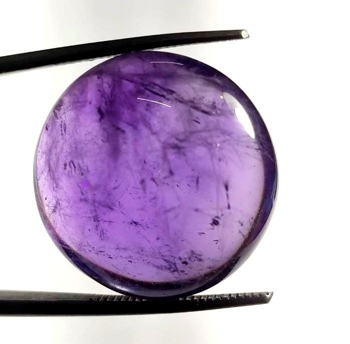 Amethyst, 100% Natural Purple Amethyst, Round Smoothies Cabochon Loose Gemstone, 24.40 Carat, Size-20x20x9mm, For Jewelry Making,