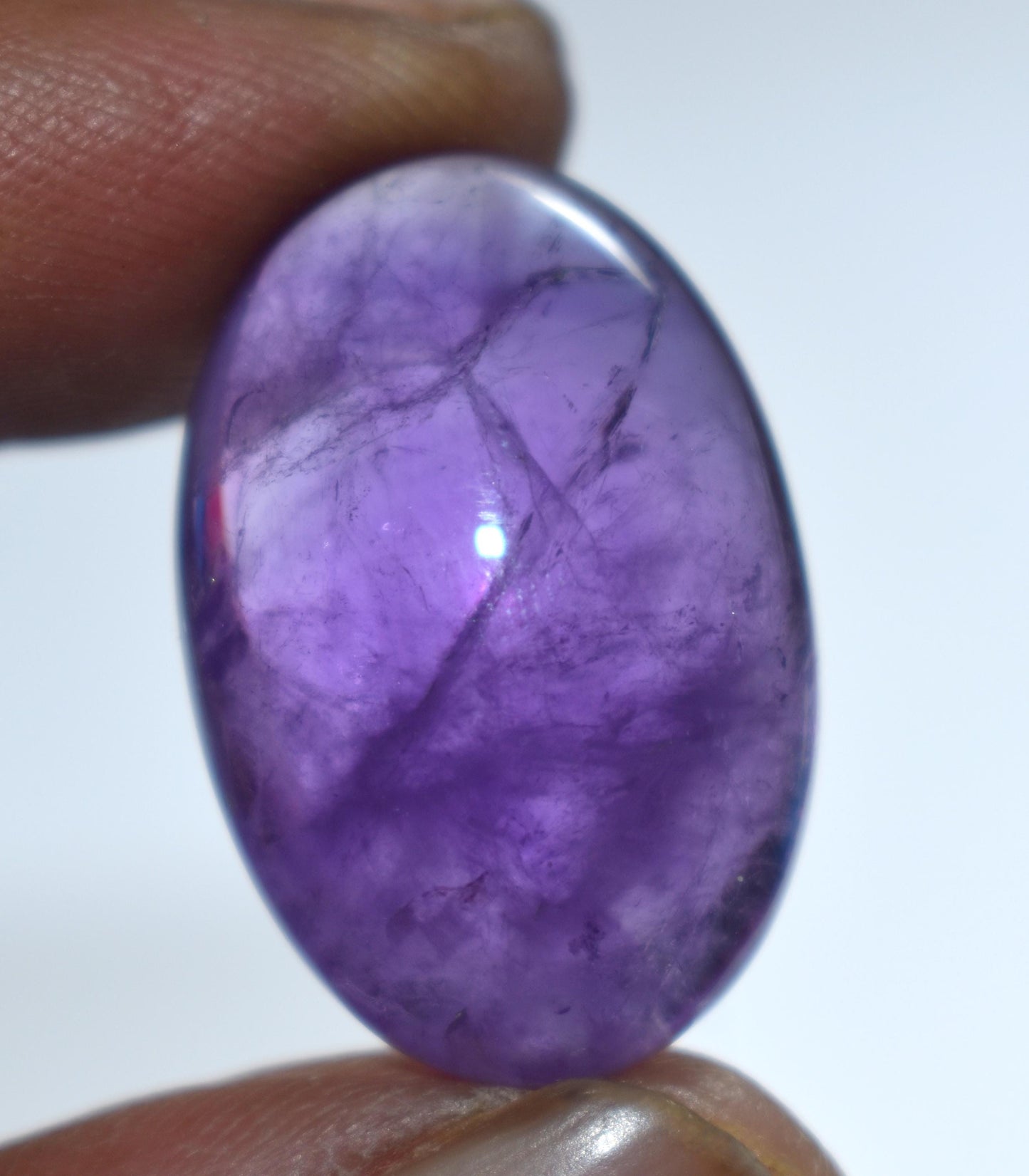 Purple Amethyst, Oval Smoothies Cabochon Loose Gemstone, 31.00 Carat, Size-17.5x26x9.5mm,