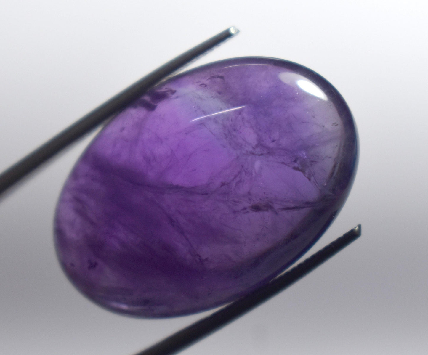 Purple Amethyst, Oval Smoothies Cabochon Loose Gemstone, 31.00 Carat, Size-17.5x26x9.5mm,