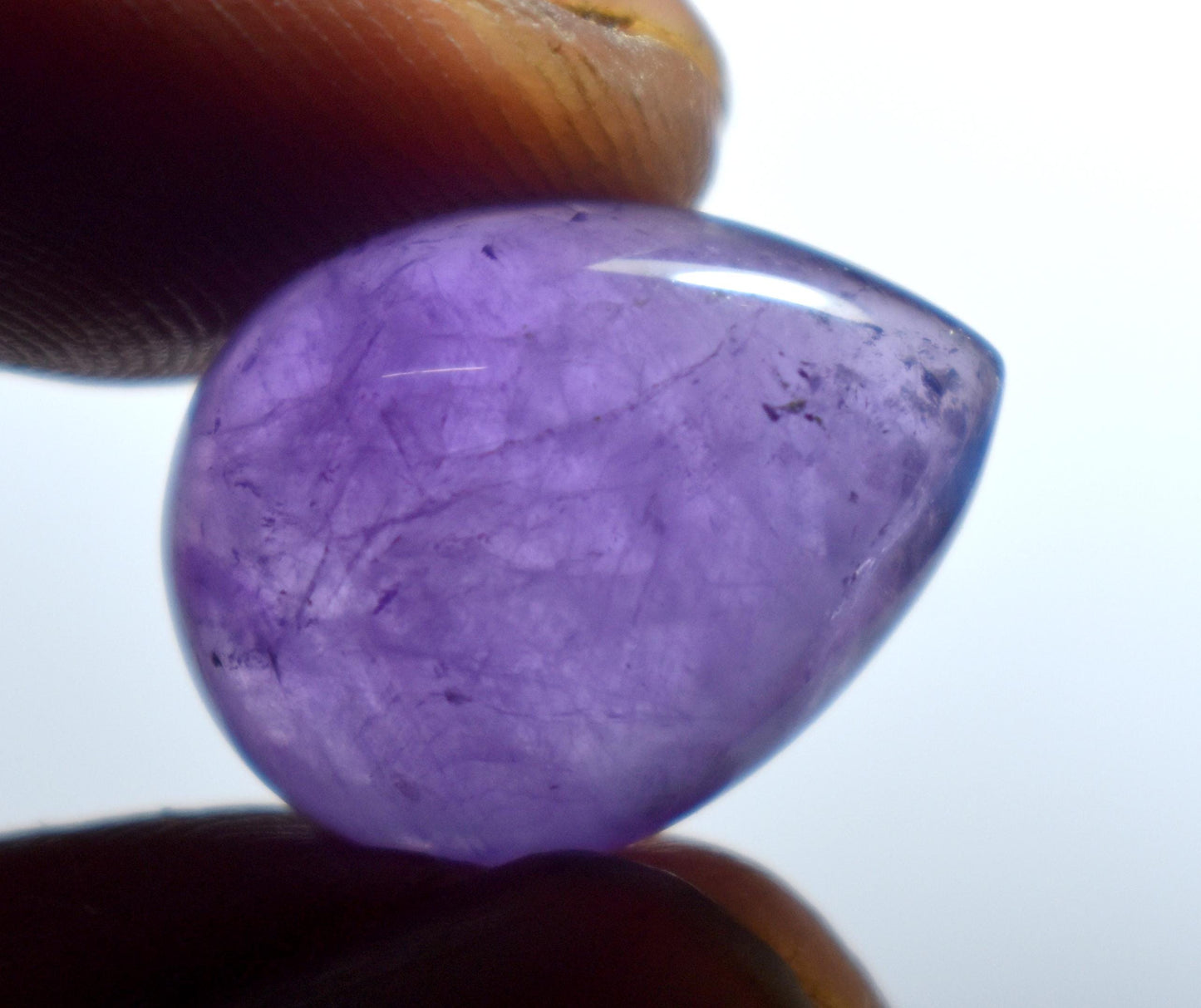 Amethyst, 100% Natural Purple Amethyst, Pear Smoothies Cabochon Loose Gemstone, 11.40 Carat, Size-13.5x18x7mm, For Jewelry Making,