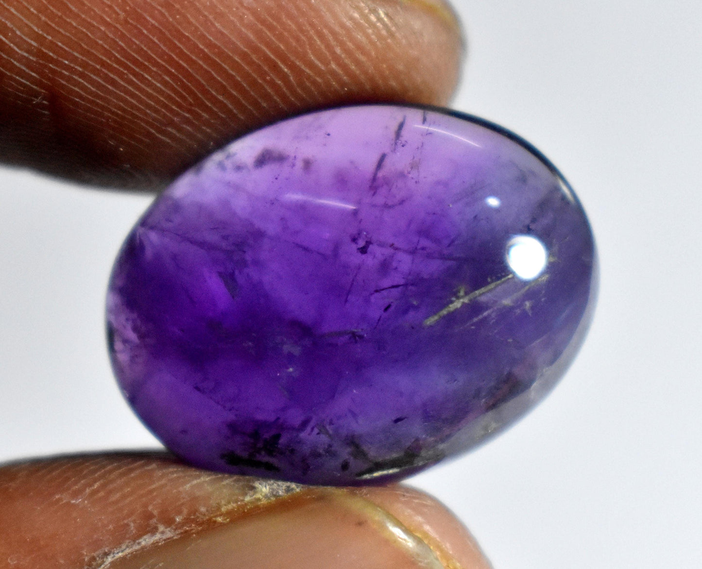 Amethyst, 100% Natural Purple Amethyst, Oval Smoothies Cabochon Loose Gemstone, 18.60 Carat, Size-16x20.5x8mm, For Jewelry Making,