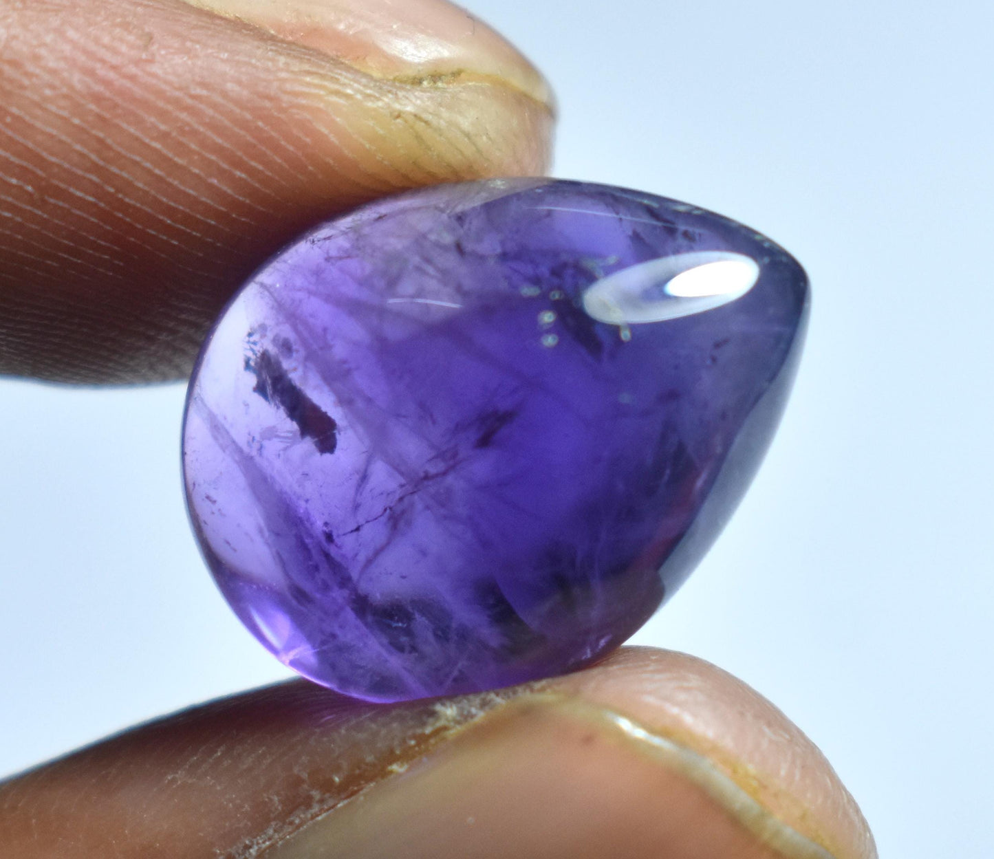 100% Natural Purple Amethyst, Pear Smoothies Cabochon Loose Gemstone, 15.10 Carat, Size-15x19x8.5mm, For Jewelry Making,